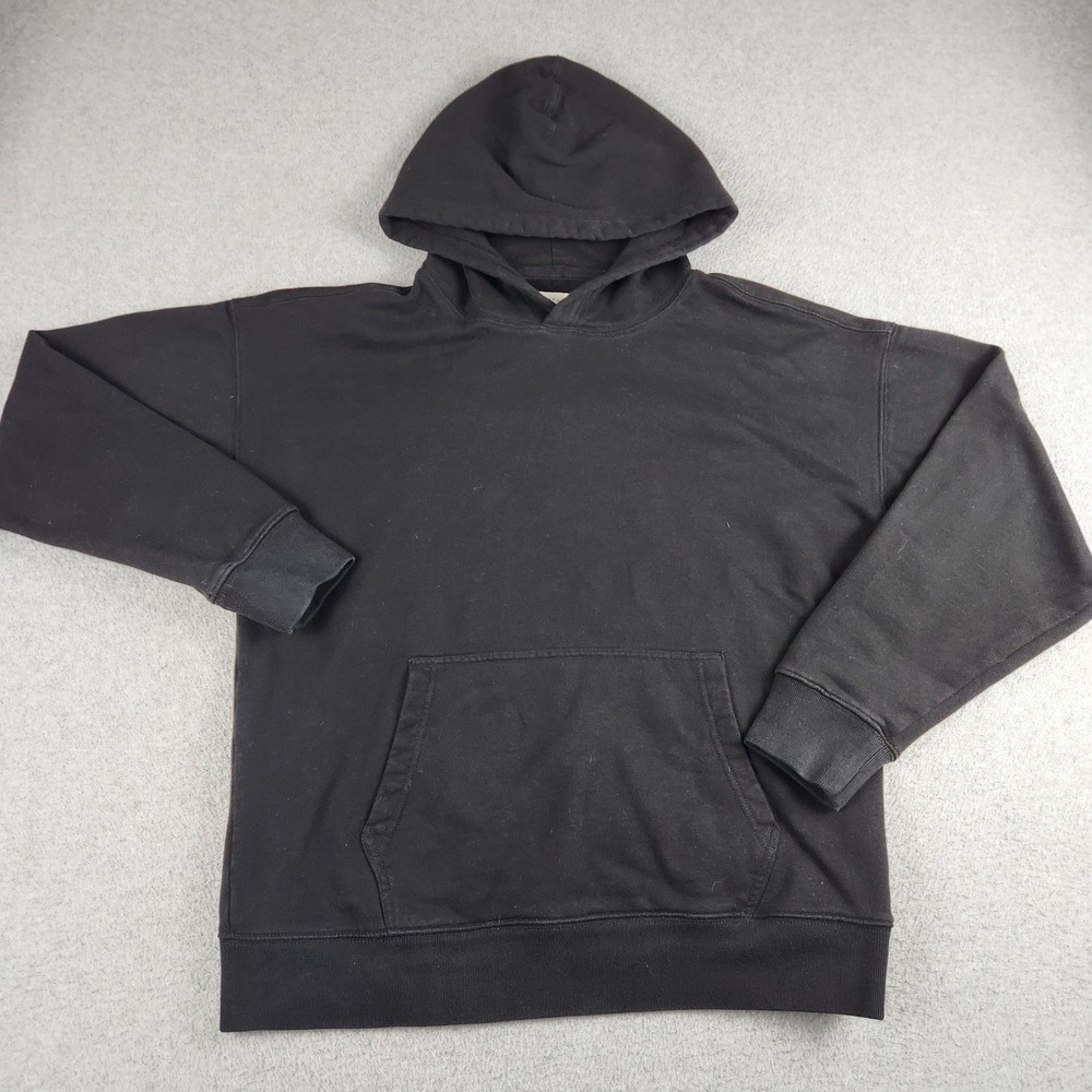 Aeropostale Hoodie Mens Medium Black Fleece Lined Kangaroo Pocket Everyday Wear